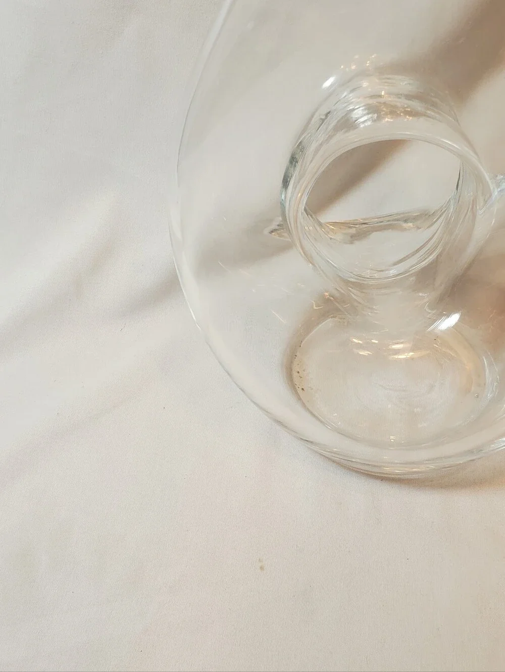Wine Decanter Clear Glass Pitcher With Donut Hole Cutout Vintage Vase MCM Retro